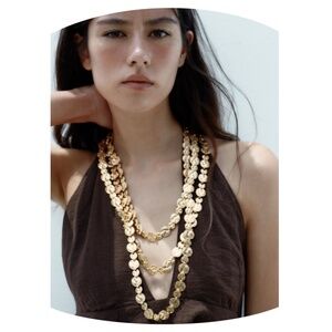 Zara Coin Necklace Golden Triple Metal Embelishments